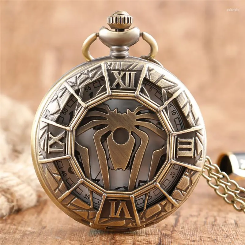 Montres de poche Steampunk évider araignée Animal couverture hommes rétro Quartz analogique montre Long collier chaîne Reloj De Bolsillo cadeau