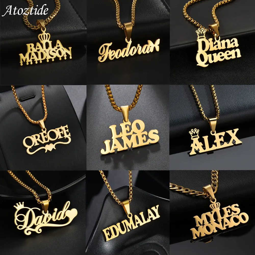 Personalized Mens Necklaces Pendants Stainless Steel Custom Name