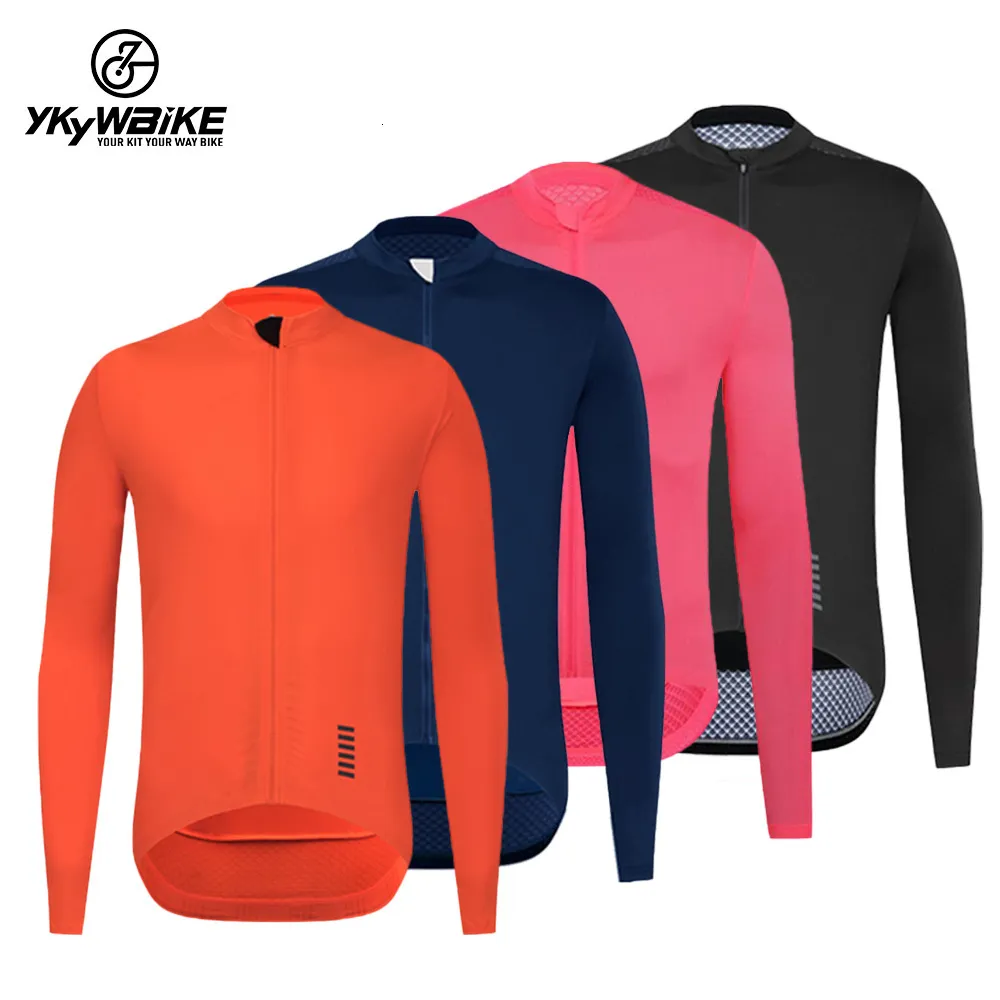 Magliette da ciclismo Top YKYWBIKE Men PRO Team Manica lunga AERO JERSEY Maglia da ciclismo maschile Primavera e autunno da uomo Cerniera YKK Camicia nera Top Gift 230807