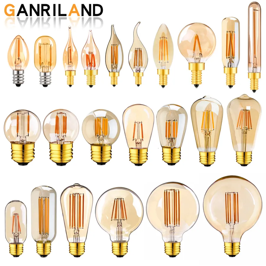 Inne domowe ogród E14 E27 żarówka LED 220V Dimmabable Vintage Filament Light T22 1W Retro żarowa Lampa oświetlenia LAMPULE LAMPULA 230807