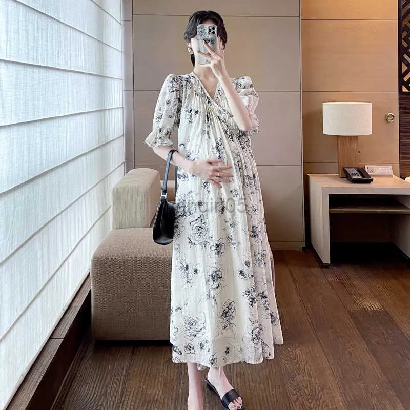 Maternity Fashion Maternity Clothes Korea Maternity Dresses Summer Korean  Fashion Long Maxi Dress V Neck Loose