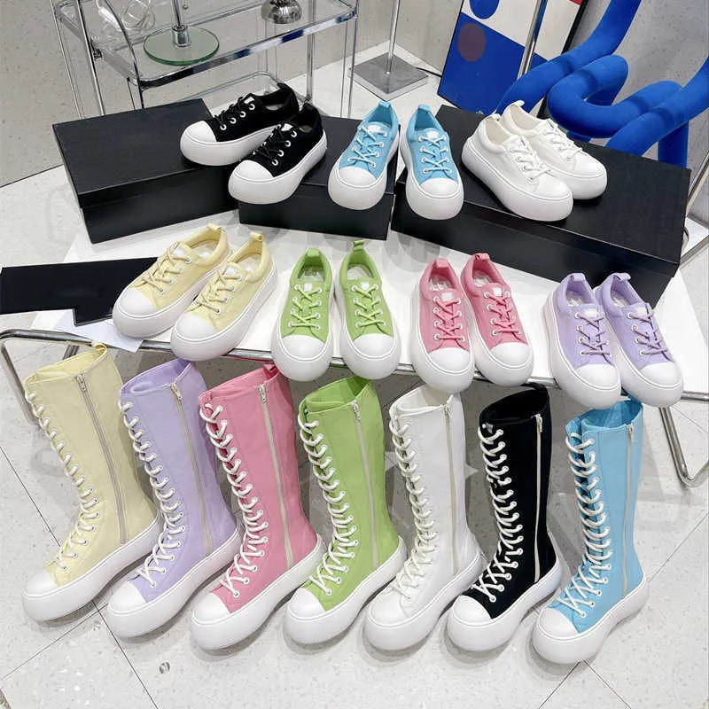 Casual Shoes Small fragrance thick bottom light bulb shoes 2032 new early autumn candy colored canvas shoes lace up boots high white shoes women