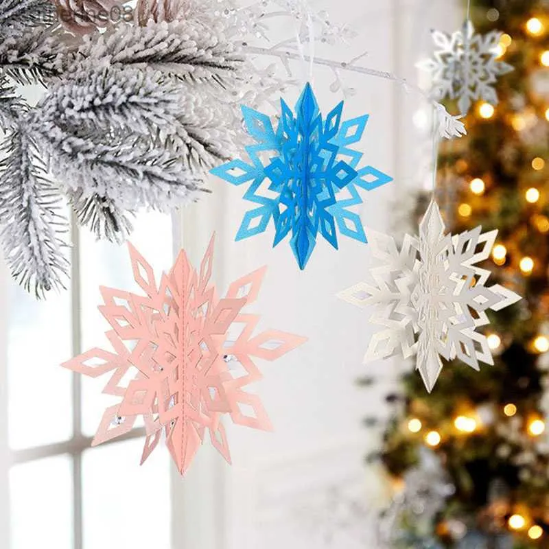 Artificial 3D Snowflakes Paper Garland Banner For Home Christmas