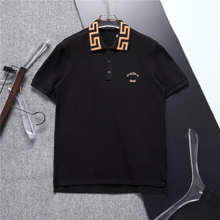 Tête brodée logo Hommes Polo T-shirt À Manches Courtes Lâche D'été Solide Demi Manches T-shirt Casual Hommes Tops Asiatique Taille M-3XL