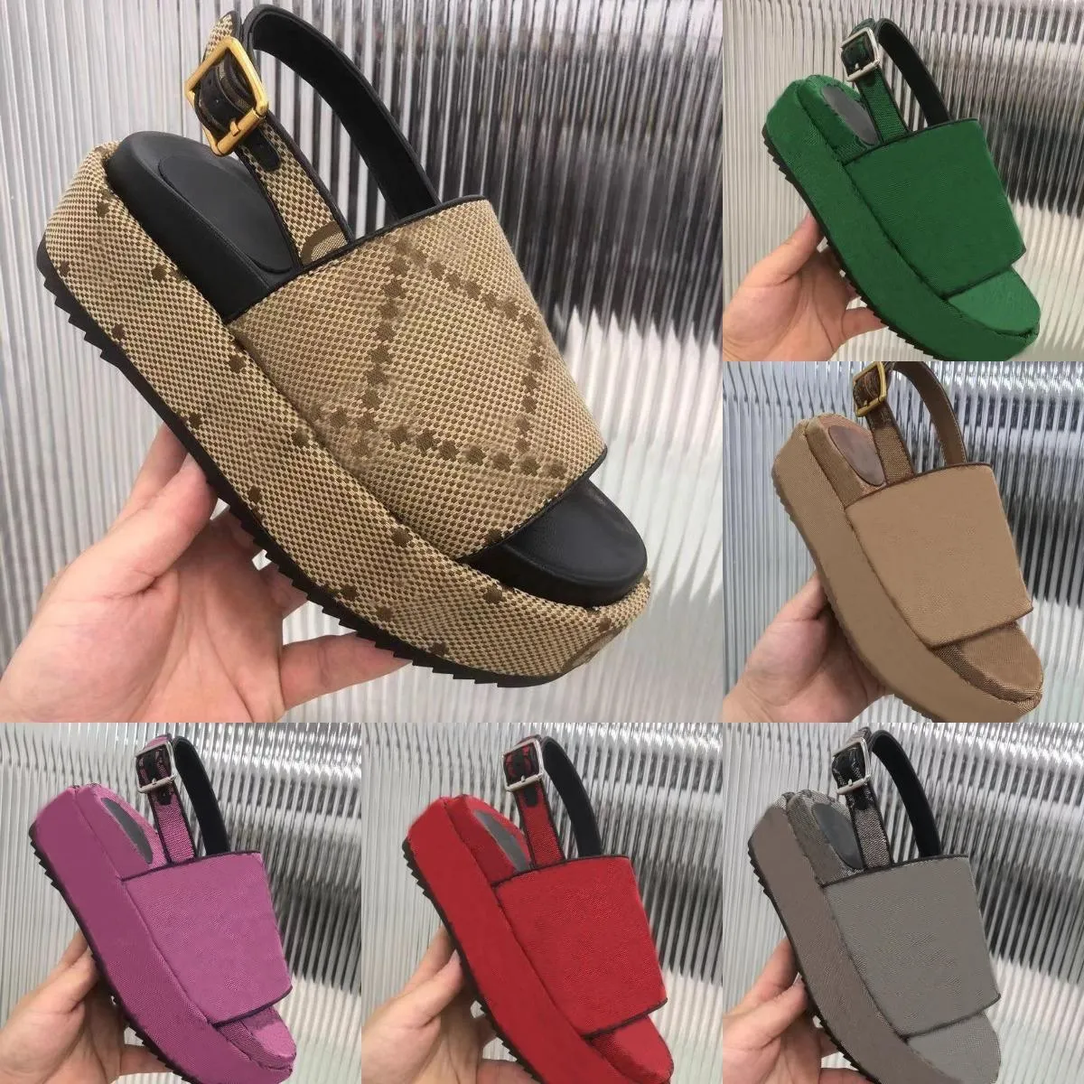 55Mm Platform Sandals Canvas Wedges Fashion Slippers 2022 Womens With Box And Dust Bag Jackdhstoretop