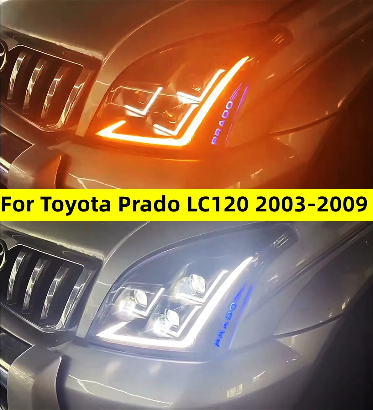 Phares automatiques pour Toyota Prado LC120 2003-2009 LED lentille phares feux de route clignotant lumière courante