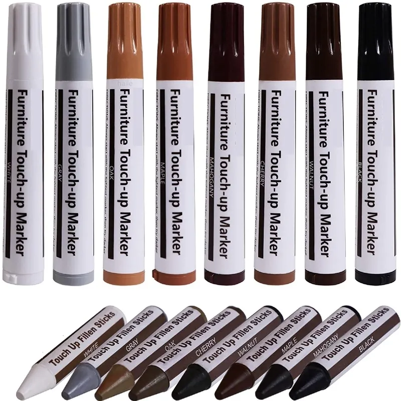 SEISSO Wood Furniture Repair Kit, Touch Up Markers, Wax Sticks, 8 Colors, 17 Pieces - View #4