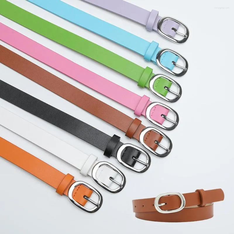 Belts 1PC Simple Waist Belt Fashion Solid Color PU Leather All Match Women Metal Pin Buckle Dress Jean Pants Waistband DIY