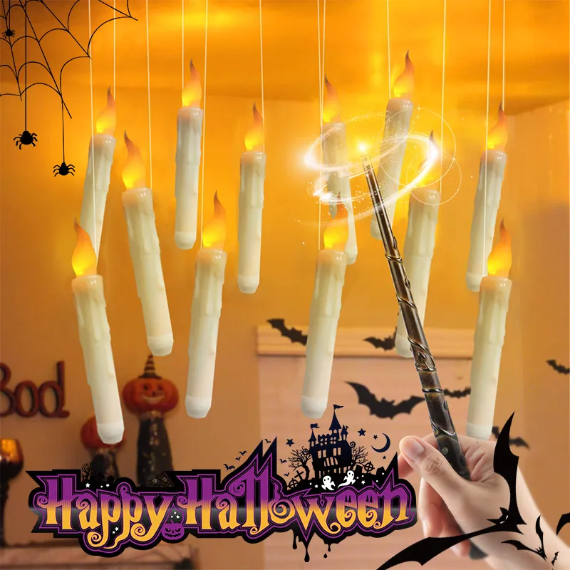 Lot De 12 Bougies LED Flottantes Avec Télécommande Et Fil - Décoration Sans Flamme Pour Halloween, Noël, Mariage