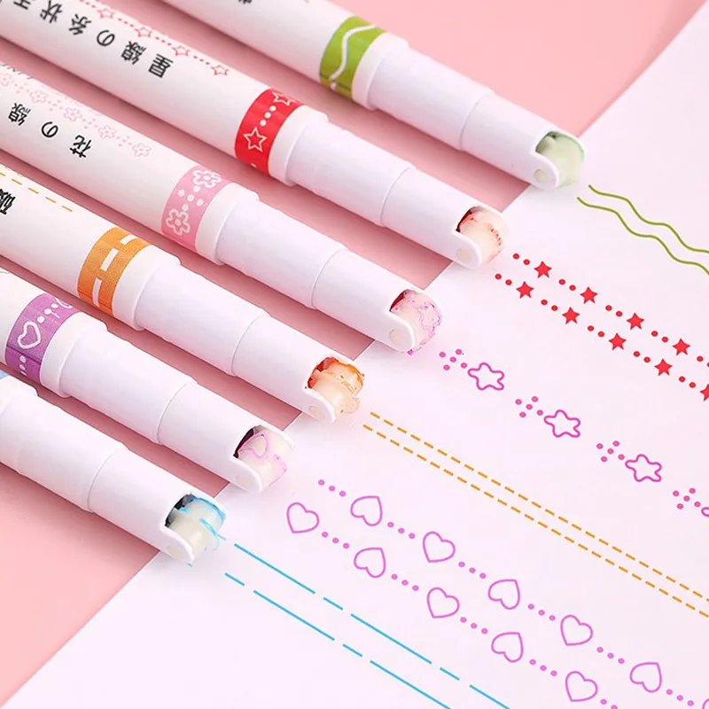 Acrylic Marker Pens Line Shaped Highlighter Set: Multi Colorful
