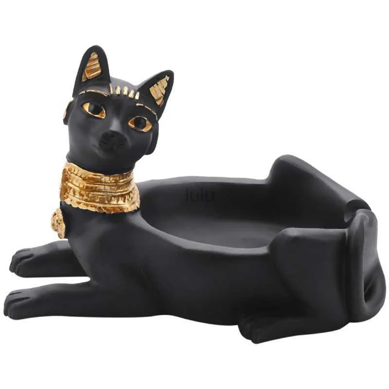 Cigarett Ashtray Ancient Egyptian Bastet Cat Goddess Staty Ash Holder For Smokers Tablett Rökning Ash Tray Home Office Bar de HKD230808