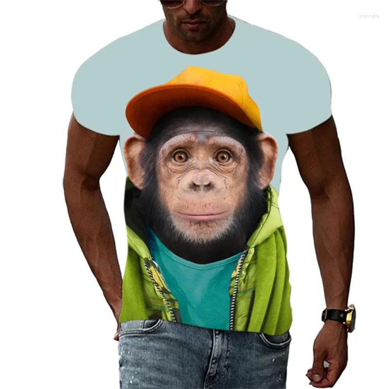 メンズTシャツ夏の男性面白いモンキーグラフィックファッショントレンドパーソナリティ3DプリントTシャツヒップホップハルクカジュアルストリートウェアトップ