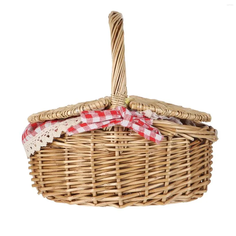 Dinnerware Sets Adult Gift Basket Picnic Weaving Snack Wicker Bread Vegetable Storage Fruit Serving Toddler