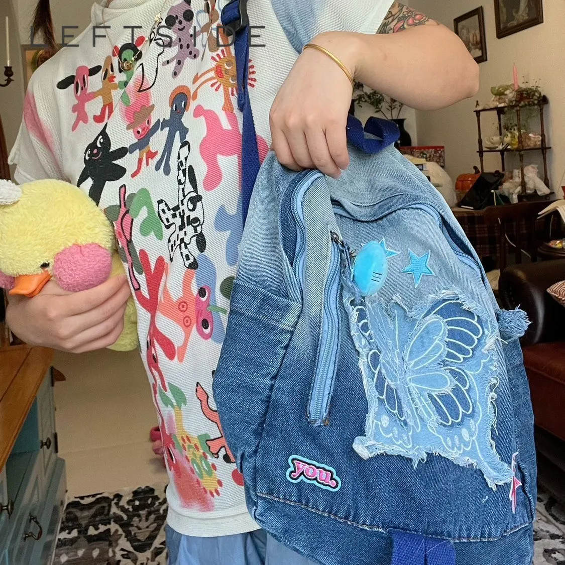 أكياس المدرسة اليسار بجانب الكورية الكورية الكورية TIE Backpacks الشارع streetwear y2k حقيبة مدرسية جمالية عالية السعة kawaii propack الطلاب 230807