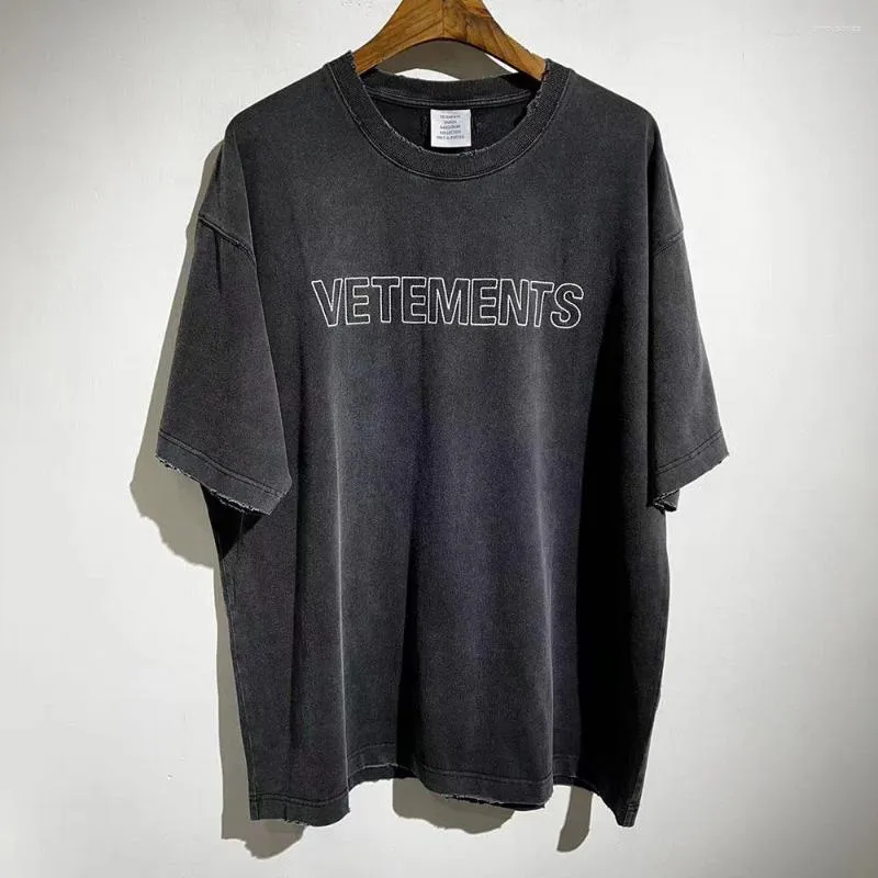 Mens T Shirts High Street Vets Veter Vintage Washed Casual Overdimensionerad t-shirt Letter broder TEES COMON TOP Y2K Streetwear Clothing Clothing