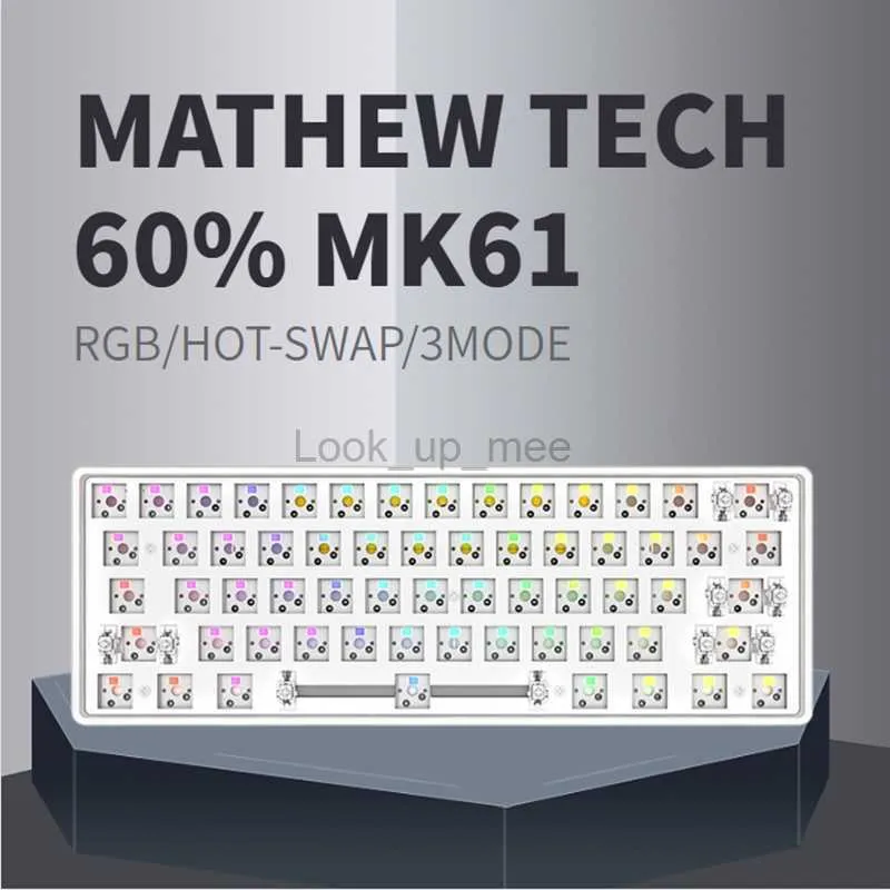 MATHEW TECH MK61 Kit tastiera meccanica 61 tasti RGB Bluetooth Wireless 3 modalità Hot-swap 60% Mini tastiera portatile compatta HKD230808