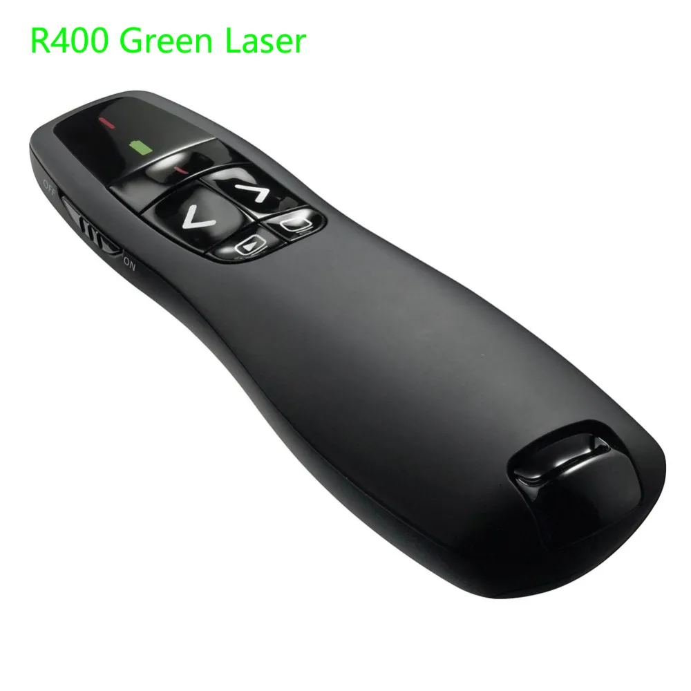 Laser Page Pen R400 Wireless Presenter Hellgrüner roter Zeiger Fernbedienung Bis zu 50 Fuß Reichweite Nicht im Lieferumfang enthalten Batterie 230808