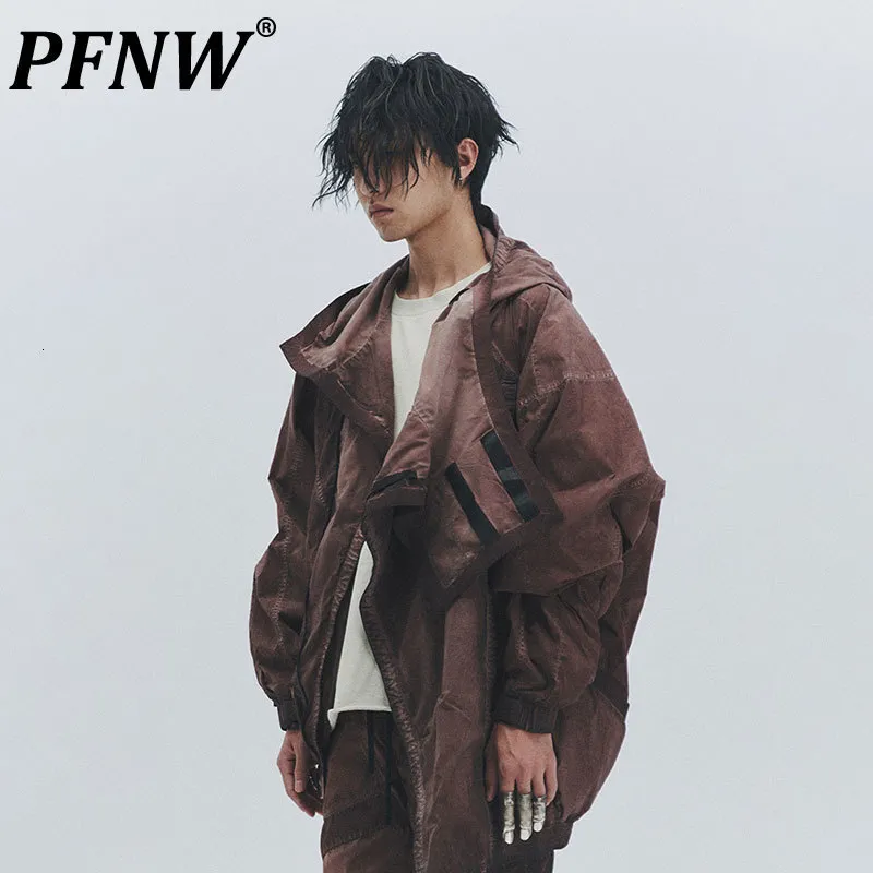 Mensjackor PFNW Spring Autumn Trendy Niche Design Style Daily Loose Casual Multi Piece Cloak Silhouette Coats 28G0747 230808