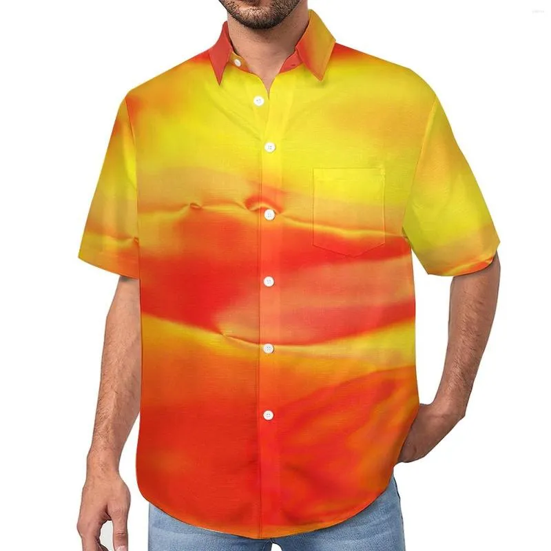 Chemises décontractées pour hommes feu eau chemise ample hommes vacances imprimé abstrait Hawaii graphique à manches courtes Vintage surdimensionné Blouses