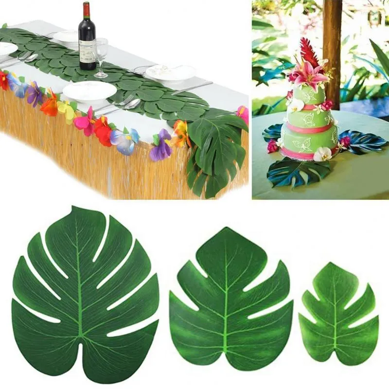 Flores decorativas realistas texturizadas planta falsa verde vibrante folhas artificiais pografia adereços para decoração de festa em casa havaiana