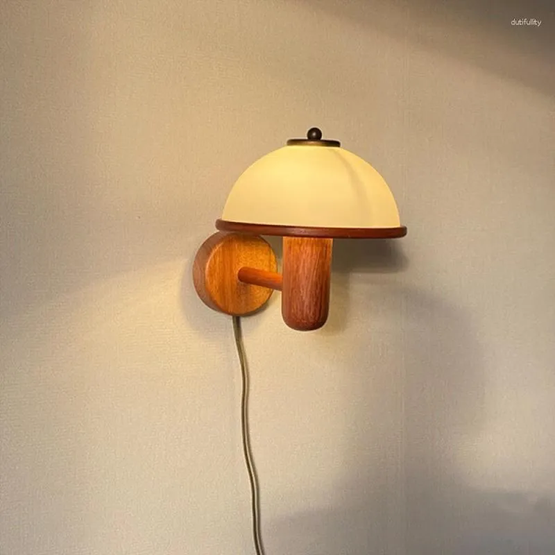 Lampy ścienne z przełącznikiem wtyczkowym drewno do urzędowego foyer korytarza oświetlenia