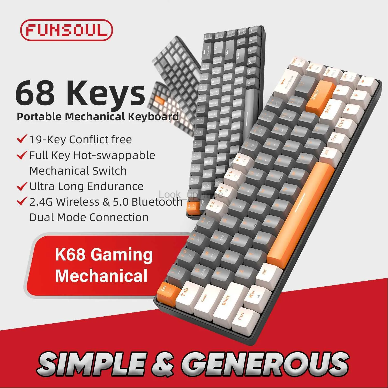 K68 tangentbordsspel Mekaniskt tangentbord 2.4G Wireless BT Bluetooth Wireless Gaming Computer Keyboards Gamer Keyboard Keycaps HKD230808