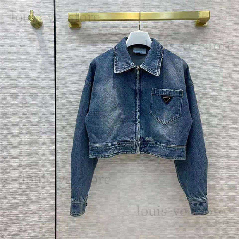 Kvinnors västar Kvinnor Jackor Designer Jacket Jeans Coat med bokstäver tryckt för Lady Slim Coat Blue och Black Coats T230808
