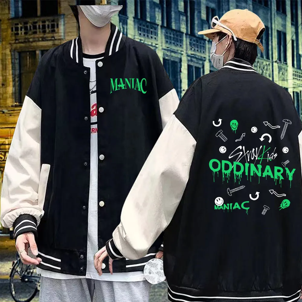 Sweats à capuche pour hommes Sweats Stray Kids Maniac Print Baseball Uniform Polaire Manteau À Manches Longues Veste Sweat 230807