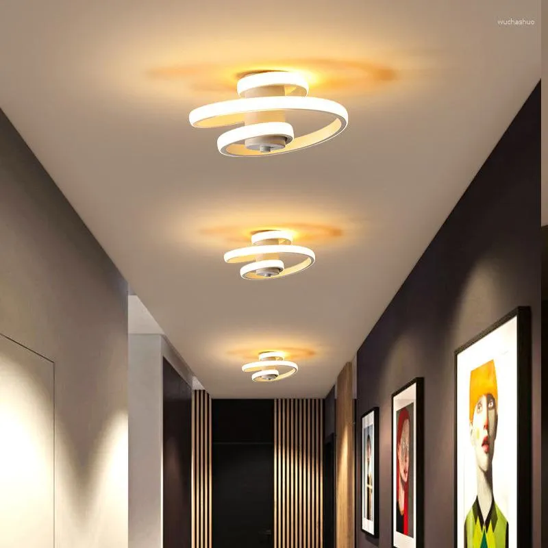 Plafondverlichting Creatieve Spiraal LED Licht Zwart Wit Glans Decor Voor Woonkamer Keuken Lampen Slaapkamer Eettafel Verlichting Gang