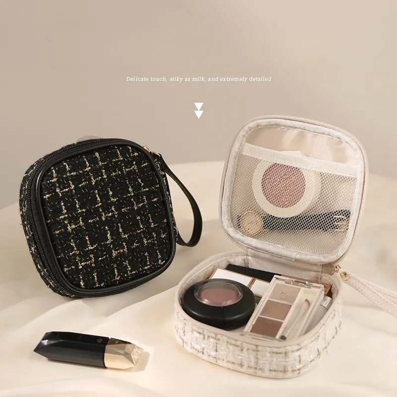 Vierkante Plaid Cosmetische Zakken Grote Capaciteit Lippenstift Toilettas Make-up Case Geld Kaart Pouch Kleine Tampon Maandverband Organizer