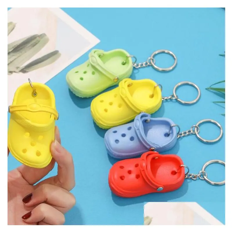 Pièces de chaussures Accessoires Nouveau Arrivé Mini Trou Jardin Porte-clés Mignon Dessin Animé Sabot Sandale Porte-clés Mode Été Décoration Cadeau Drop Dhmjn