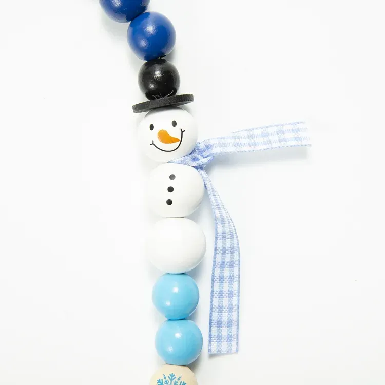 Wall Decor Christmas Snowman Wood Bead Garland Decorated Tassel Farmhouse Beads Party Favor Decorations M3805