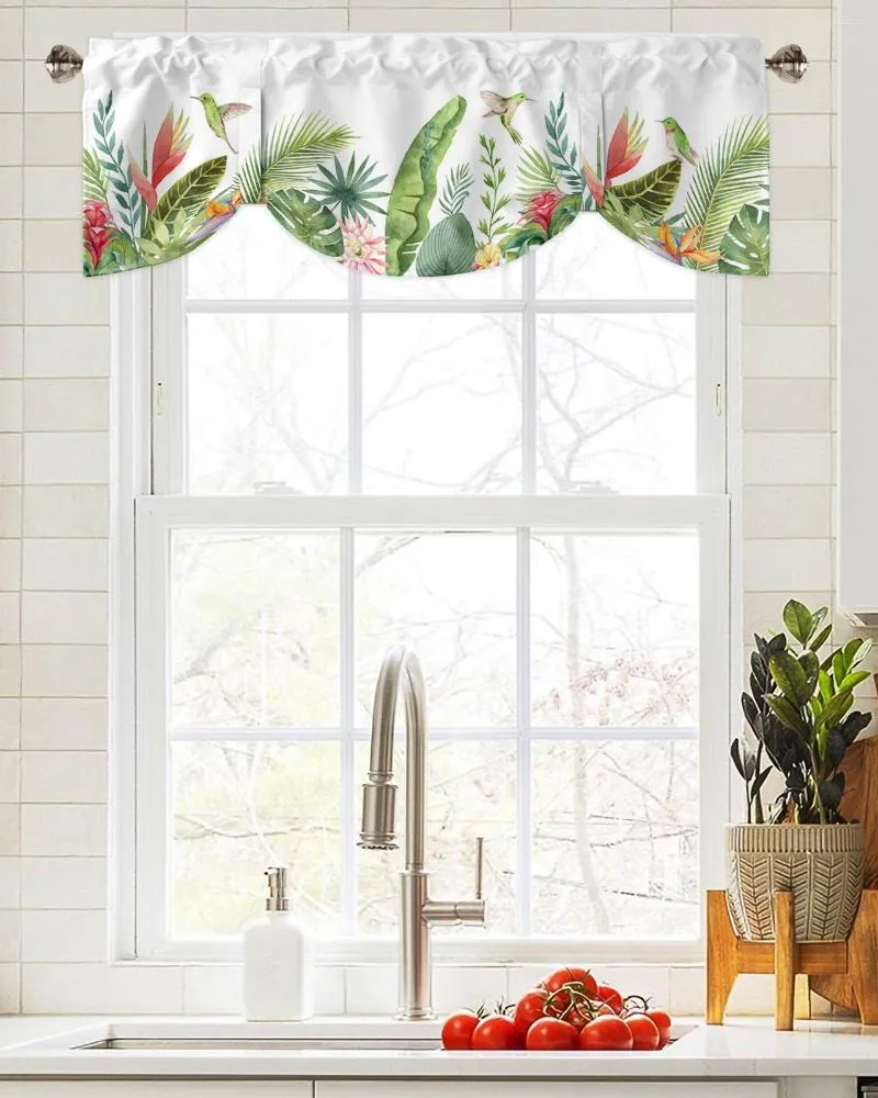 Gardin ins stil tropiska växter palmblad fönster vardagsrum kök skåp bindning valans stavficka