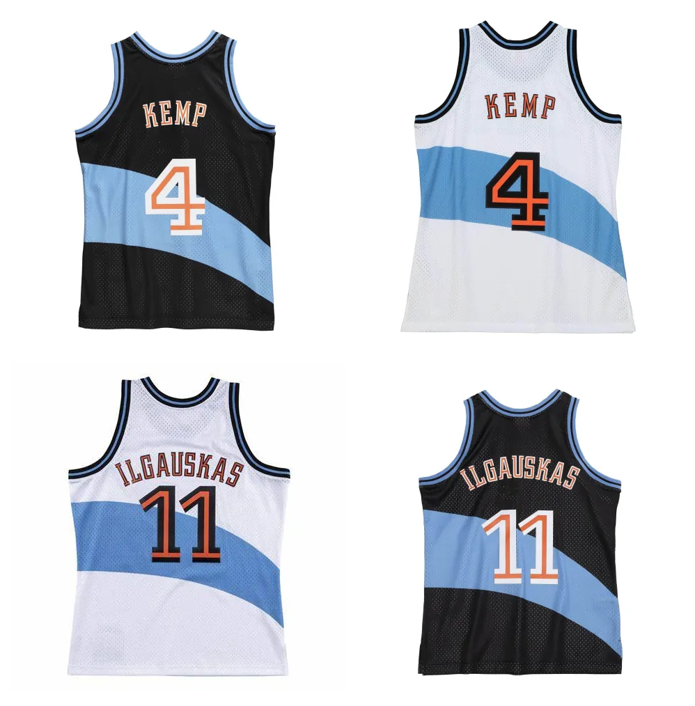 Shawn Kemp Zydrunas Ilgauskas Cavalier Basketball Jersey Clevelands Throwback Jerseys Azul Branco Tamanho S-XXXL