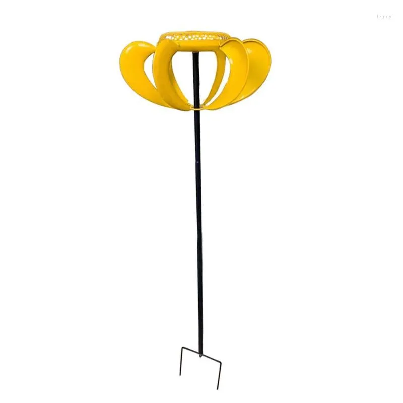 Other Bird Supplies 67JE Feeder For Outside Iron Yellow Flower Metal Feeders With Stand