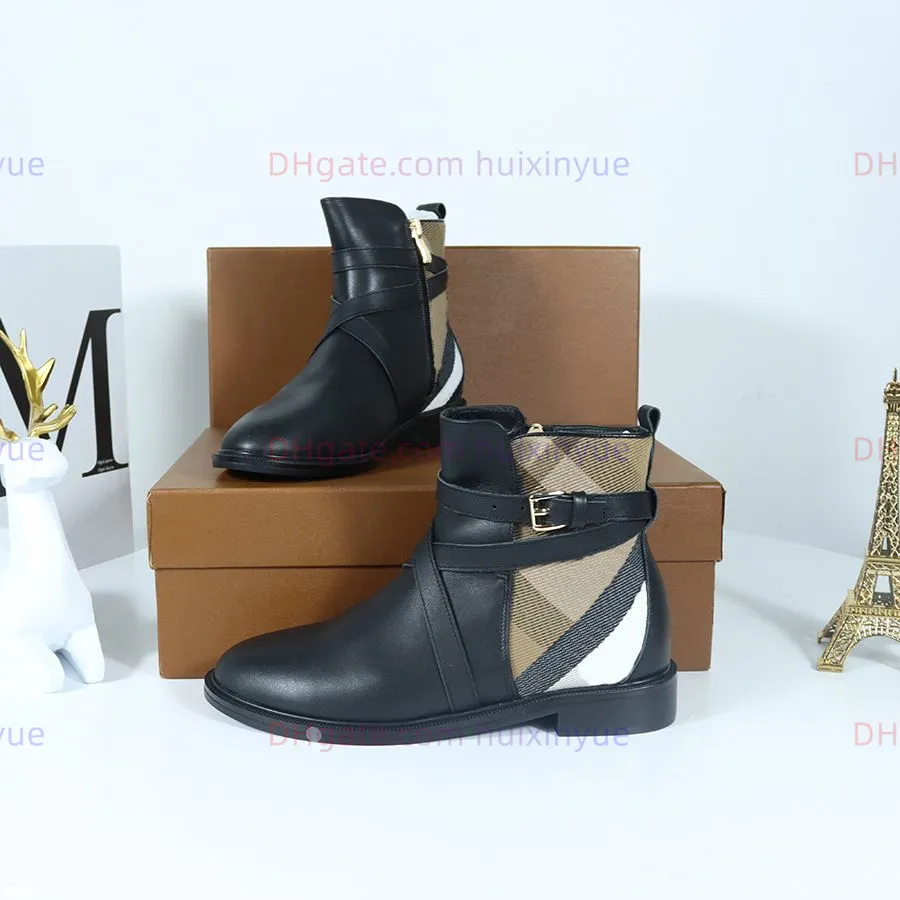 Fashion Martin Boots Cowhide Sheepskin House Check Cotton Buckled Ankle Strap Classics Luxury Womens Leather Ankle Boots Leather Chelsea Boots Platform Boots From 122 69 DHgate