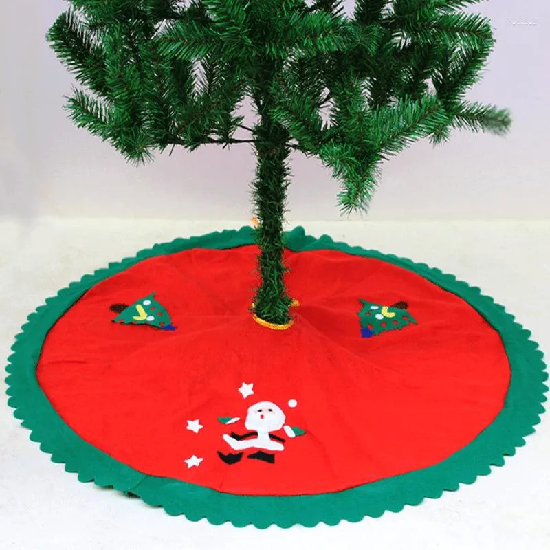 Weihnachtsdekorationen, 1 Stück, Vliesstoff, roter Baumrock, 90 cm Durchmesser, Teppich für Zuhause, Weihnachtsmann, Weihnachtsteppich