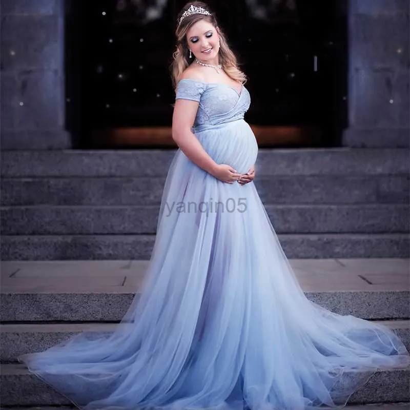 Moderskapsklänningar 2020 Tulle moderskapsklänning för fotografering graviditet lång tyllklänning för fotografering baby shower klänningar moderskapsfotografering hkd230808