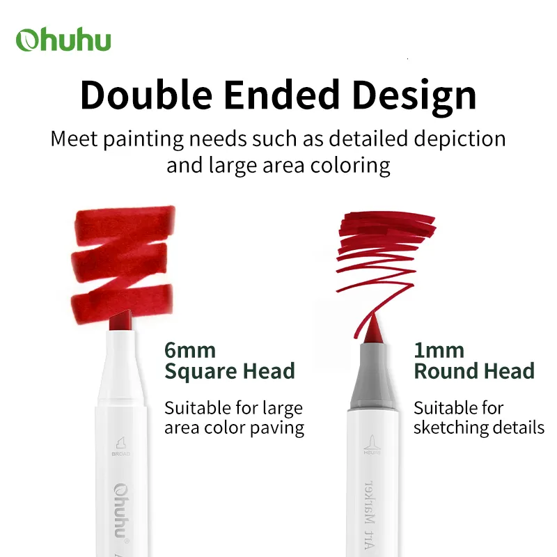 Ohuhu LARGE PRINT Honolulu Series brush Tip 216 Marker Set DIY