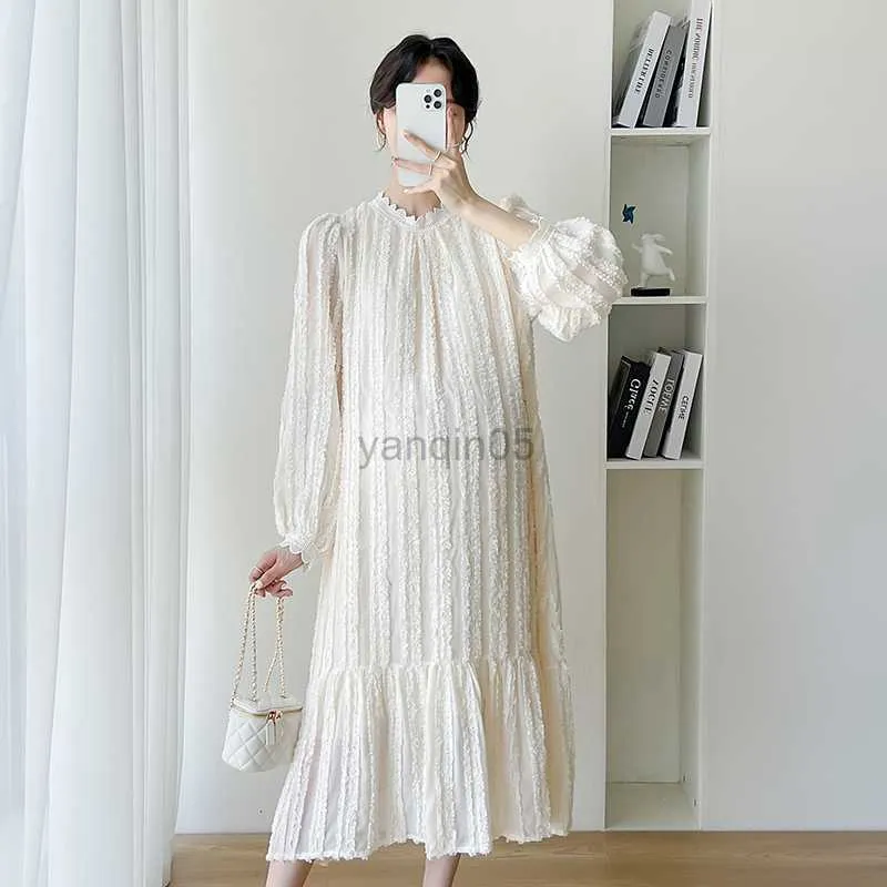 Sukienki macierzyńskie 2927# 2023 Spring Korean Fashion Sukienka macierzyńska Elegancka swobodna luźna prosta ubrania dla kobiet w ciąży Ubranie ciążowe HKD230808