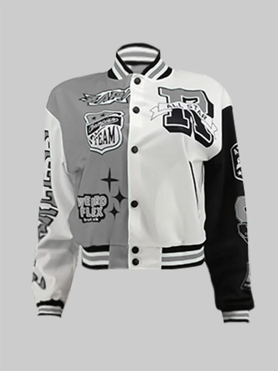 Veste Bomber Femme En Coton - Style Baseball Rayé - Manches Longues, Boutons - Printemps/Hiver - Coupe-Vent Léger - 6