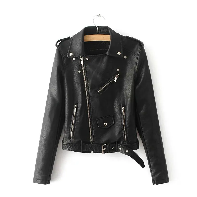Veste En Similicuir Pour Femme - Style Motard Vintage, Col Montant, Fermeture éclair - Taille Plus Disponible - 3