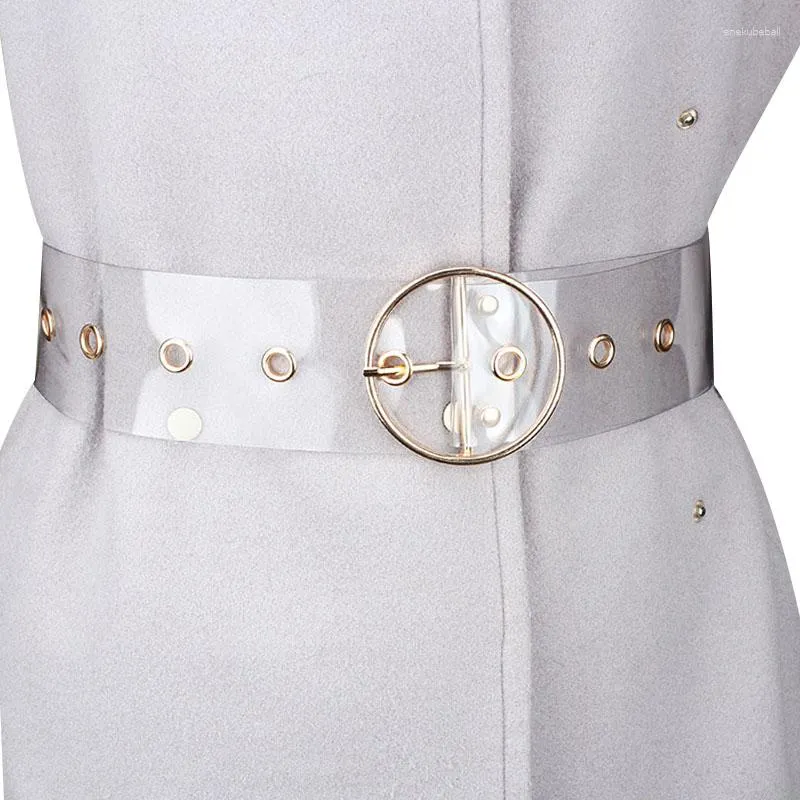 Cinture Cintura larga trasparente Moda donna Cerchio Quadrato Fibbia in metallo Spilla Occhiello Corsetto Abito Cintura Decorazione Abbigliamento Accessori