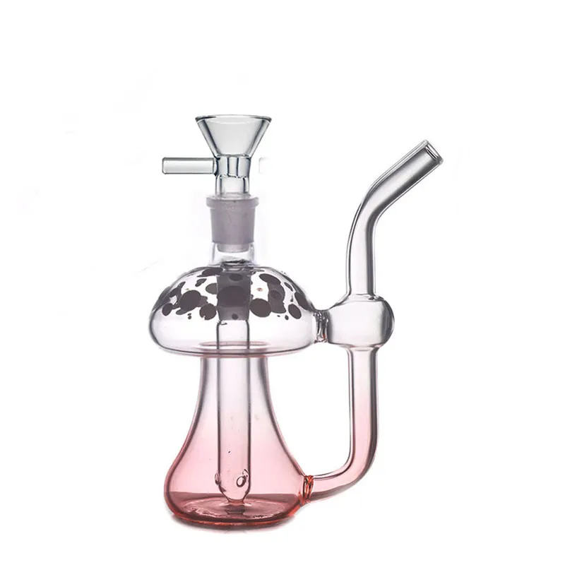 Uniqe Dab Rig Cachimbos de água Cogumelo Bongs de vidro Vidro feito à mão 14mm Feminino Reciclador Conjunto Ash Catcher Bong com Tubos Queimadores de Óleo de Vidro Masculino