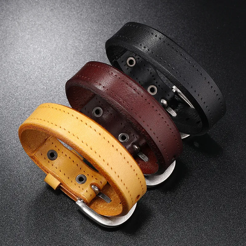 Bracelets porte-bonheur rétro ajuster hommes bijoux en cuir Vintage Punk ceinture Style Wrap bracelets femmes quotidien bracelet 230807