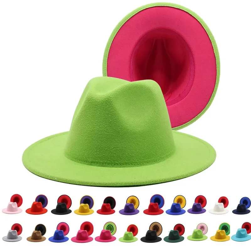 Ladies Wide Brim Hat, Two Tone Felt Fedora Stylish... From  display picture 3