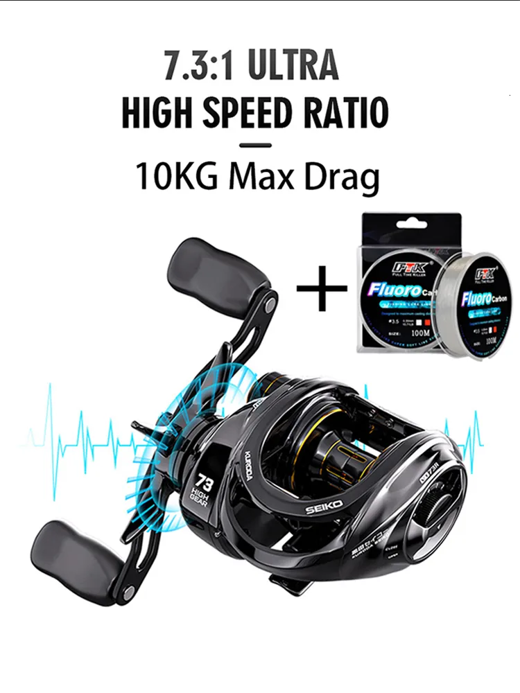 Baitcasting Reels Ultra Smooth Fishing Baitcasting Reel 10KG Max Drag 171 BB 7.3 1 High Gear Metal Line Cup Sea Jig Wheel For Catfish Bass Carp 230807