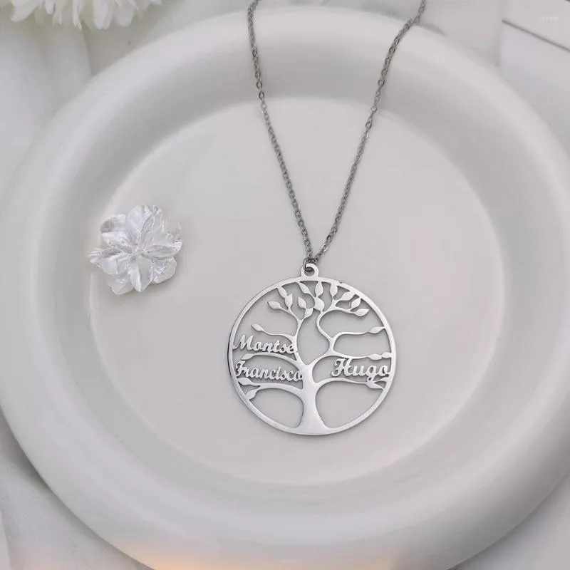 Pendant Necklaces Tree Of Life Family Custom Name Necklace Stainless Steel Gift Personalized Jewelry Grandmother