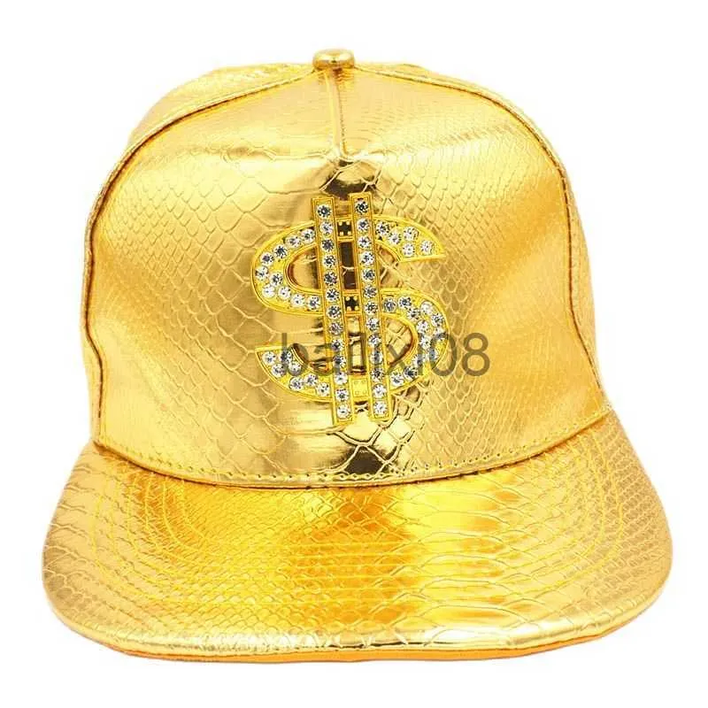 Ball Caps Doitbest Metal Golden dollar style men's Baseball Cap hip-hop cap leather Adjustable Snapbk Hats for men and women J230807
