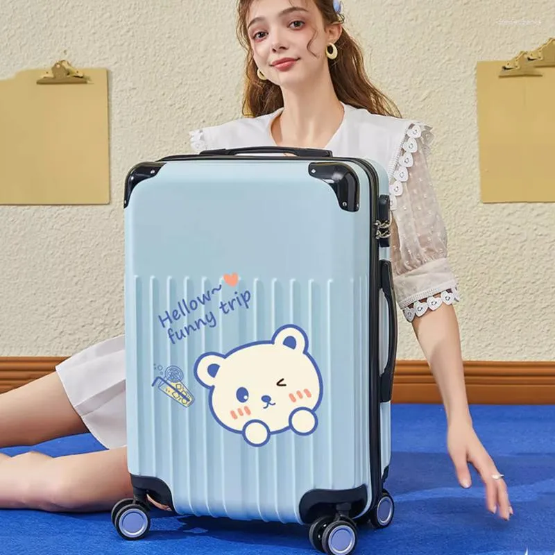 Resväskor söta bagage kvinnliga pull bar box grundskola lösenord flicka resor hög utseende nivå resväska